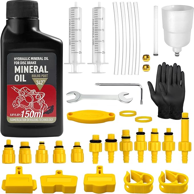 Brake Bleed Kit, Bicycle Hydraulic Brake Bleed Kit Including 150ML Mineral Oil for Shimano,TEKTRO, TRP Hydraulic Disc Brakes