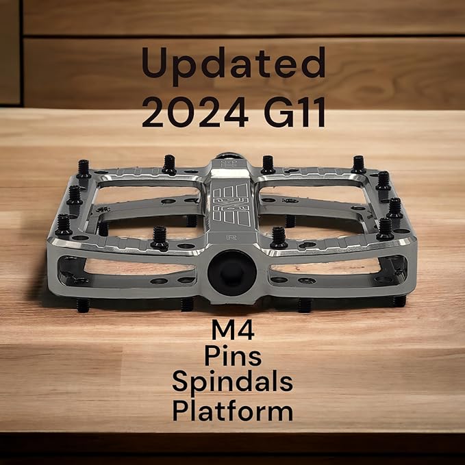 PDX G11 Mountain Bike Pedal MTB Pedal Large Concave Platform Machined Aluminum Polished Bicycle Non-Slip Pedals 9/16 Chromoly Spindle Smooth Ball Bearings