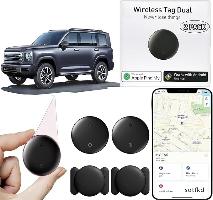 2 Pack GPS Tracker for Vehicles,Car Tracker Device Hidden,Tracker Device for Vehicles (Android and iOS Compatible) | Magnetic Shell | No Monthly Fee | Waterproof | Works with Google and Apple Find My