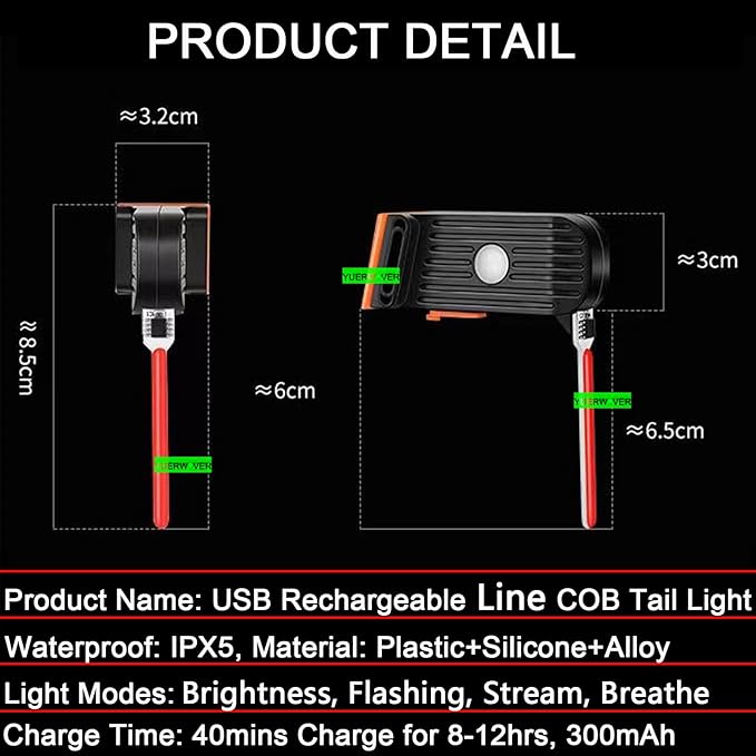 Bike Tail Light LED Rechargeable Rear Bicycle Light for Night Riding Cycling Bright Back Mountain Bike Ebike Accessories Waterproof Safety Warning Light for Adult Kids