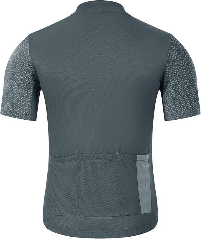 Santic Men's Cycling Jersey Short Sleeve Tops Pro Road Bike Shirt Full Zipper UPF 50+ MTB Jersey with Pockets