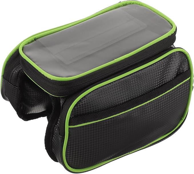 Bike Handlebar Bag Waterproof Pu Top Tube Bike Storage Pouch Large Capacity for 6.2-inch Phone Cycling Front Frame Bag