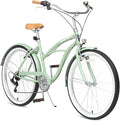 ACEGER 24 26 Inch Women Beach Cruiser Bike, Single Speed and 7 Speed, Adult Hybrid Bike Commuter Bicycle, Hi-Ten Steel Frame with Adjustable Handlebar and Saddle, Multiple Colors