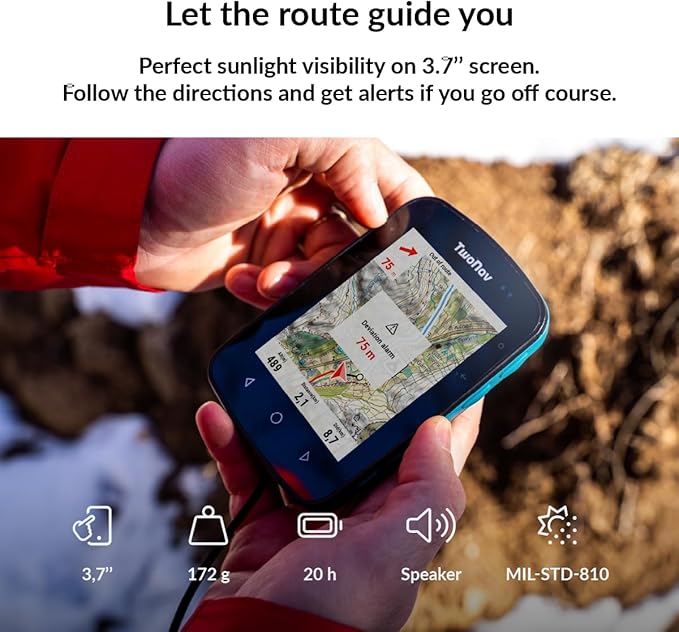 TwoNav Terra (32 GB) + Maps Included, GPS Bike Computer with 3.7-inch Wide Screen for Mountain, Hiking, MTB, Bicycle