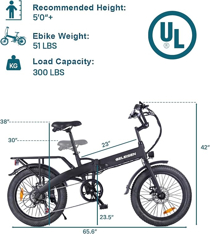 Folding Electric Bike for Adults, 20"×3.0 Fat Tire Electric Bicycle, 374.4Wh Battery Ebike, 20MPH Electric Cargo Bike with LCD Color Display & 6 Speed Gears (Fits for 5'0"+)