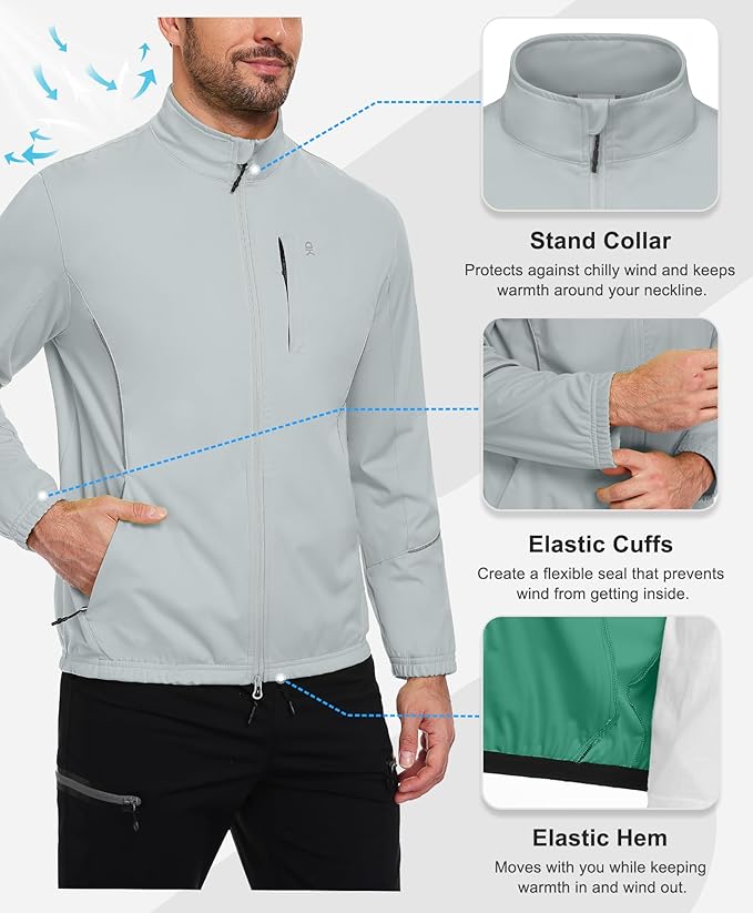 Little Donkey Andy Men's Cycling Jackets Reflective Packable Running Jacket Windproof Water-Resistant for Hiking Biking