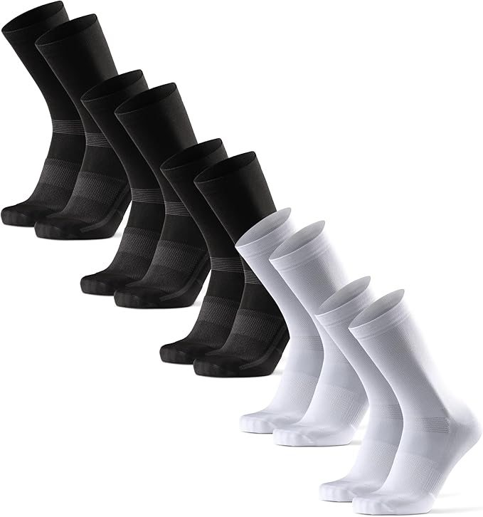 DANISH ENDURANCE Cycling Socks, Crew Length, Breathable, Cushioned, Biking Socks for Men & Women, 3 & 5-Pack