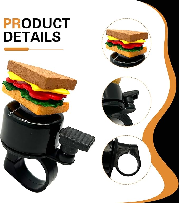 Bike Sandwich Bell, Aluminum Alloy Bicycle Bell with Plastic Base, Loud Crisp Clear Sound Bicycle Bells, Universal for Road Mountain Scooter Tricycles Bike