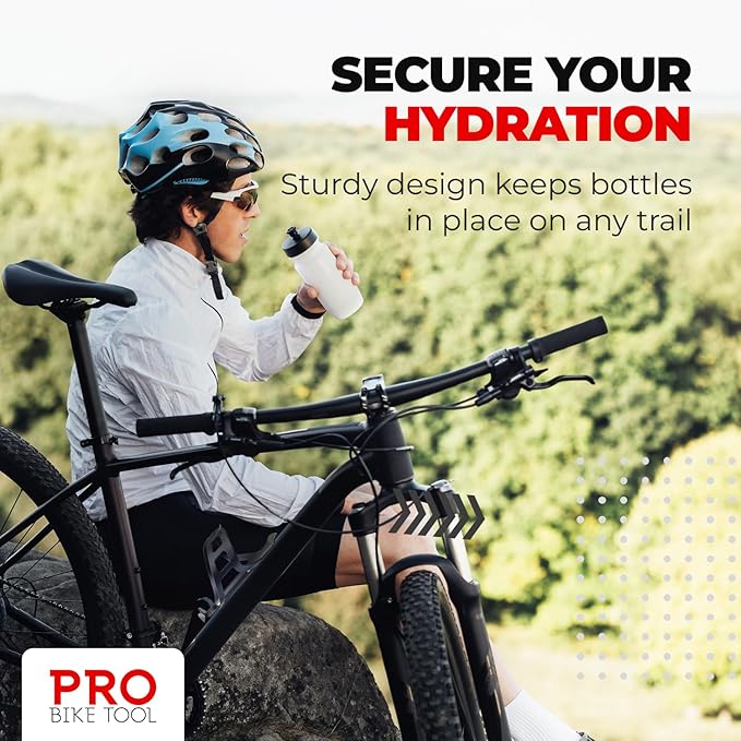 PRO BIKE TOOL Bike Water Bottle Holder - Lightweight and Strong Bicycle Cage with Secure Retention System , for Road Mountain Bikes (MTB) Universal