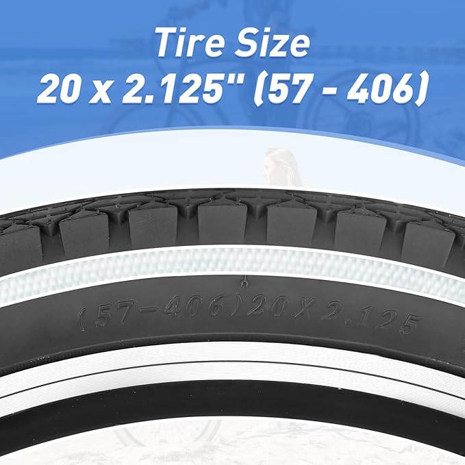 20"/24"/26" x 2.125" Folding Replacement Bike Tires for Beach Cruiser Bike，Bicycle Tires for Commuter Bikes，White Wall，1/2Tires & 1/2 Tubes & 2 Levers