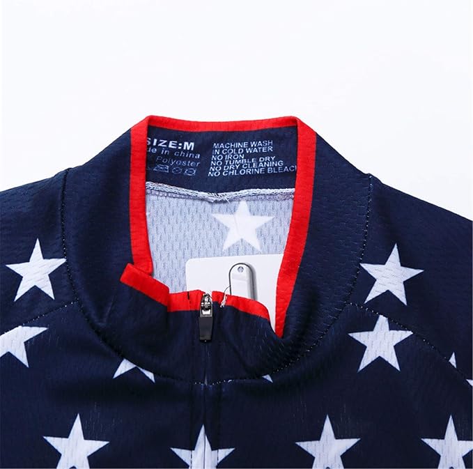 JPOJPO USA Cycling Jersey Men Short Sleeve Bike Shirts Biking Jersey Summer American Bicycle Tops with 3 Pockets Reflective