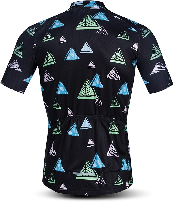 Cycling Jersey Men USA Summer Bike Short Sleeve 3-Pockets Breathable Quick-Dry Shirt S-3XL