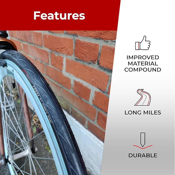Fincci 700x25c Tire - Road Bike Tires 25-622 with 1 mm Nylon Anti Puncture - Black 700c Bike Tire Puncture Proof with Kevlar for Racing, Hybrid, Folding Bicycles - Flatless Bike Tires 28 inch