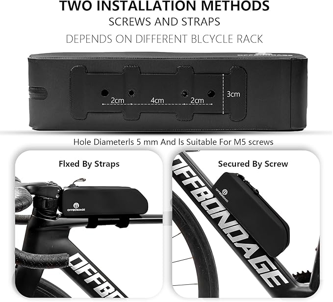 Waterproof Bike Top Tube Bag - TPU Bolt-On & Strap Mount Frame Pack, Lightweight Aerodynamic Cycling Storage for Mountain/Road/Gravel