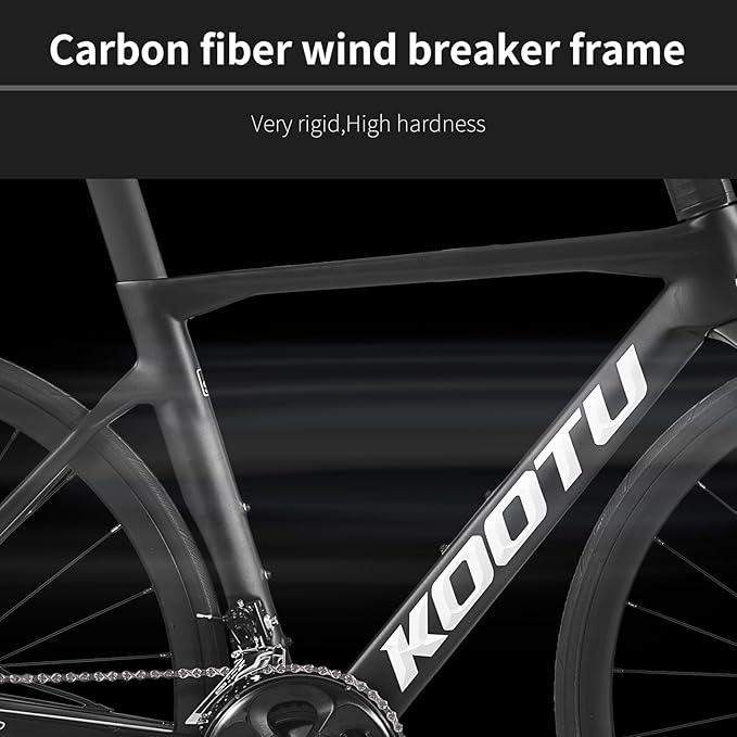 KOOTU Carbon Road Bike, T800 Lightweight Carbon Fiber Frame Racing Bicycle with 105 R7000 22 Speed Groupset and Wire-Pull Disc Brake for Man and Woman