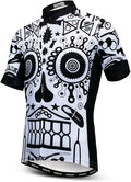 Men Cycling Jersey Skull Bike Short Sleeve Tops Quick-Dry Reflective 3-Pockets S-3XL