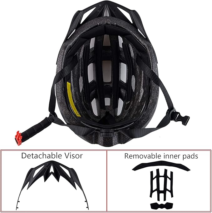 Adult Bike Helmets, Adjustable Mens Womens Bicycle Helmet, Lightweight Road Mountain Cycling Safety Sports Helmets with Detachable Visor