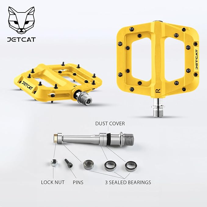 Mountain Bike Pedals Flat - MTB Pedals Flat, Bicycle Pedals for BMX/MTN/Road/Gravel/EBike, BMX Pedals, Platform Pedals, Adults & Kids Bike Replacement Upgrades Parts 9/16