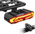 WSDCAM Bike Cargo Rack Tail Light with Turn Signals and Brake Light, Wireless Bike Horn Alarm, Auto On/Off USB C Rechargeable Bicycle Tail Light Rear Rack Bike Light Turn Signal Lights for Road Safety