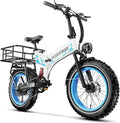 1500W Folding Electric Bike for Adults, 52V 20AH Large Removable Battery E Bike, 30+MPH, 80 Miles Max Range, 20" x4.0 Fat Tire Ebike, Dual Suspension Commute Electric Mountain Bicycle