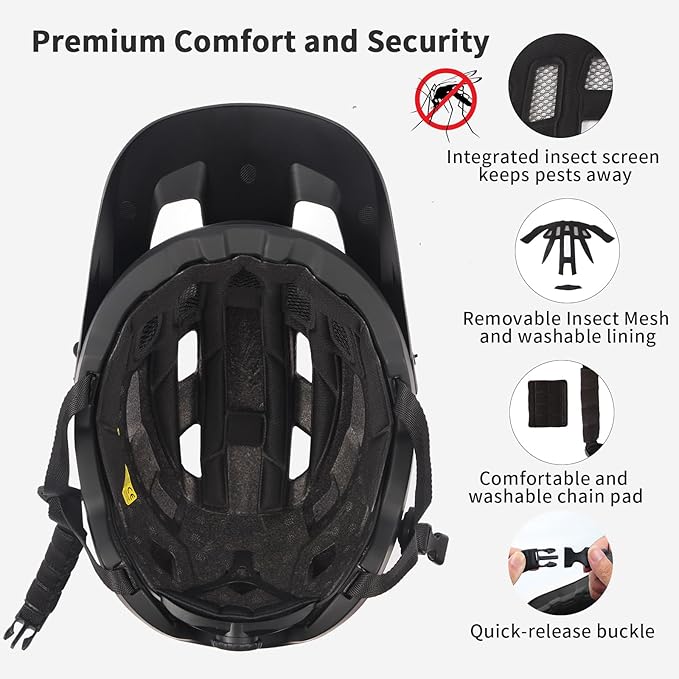 Mountain Bike Helmet for Adults - Dual Shell Lightweight MTB Bicycle Helmet Adjustable for Adults Men Women Youth