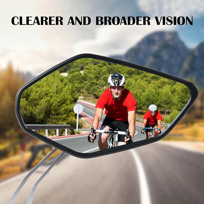 2 Pack Bike Mirrors, 360°Rotatable HD Wide Angle Rear View Mirror - Universal Handlebar Accessories for Mountain/Road Bike, Scooter, E-Bike (Silvery)