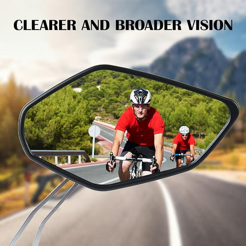 2 Pack Bike Mirrors, 360°Rotatable HD Wide Angle Rear View Mirror - Universal Handlebar Accessories for Mountain/Road Bike, Scooter, E-Bike (Silvery)