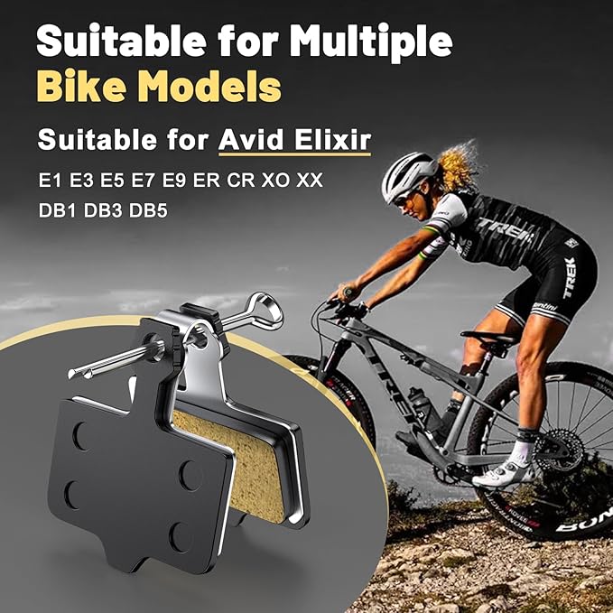 4 Sets Bike Brake Pads, Universal Bicycle Brake Pads - Semi-Metallic Low-Noise Ebike Brake Pads for MTB/Road Bikes, Disc Brake Pads Suitable for Avid Elixir E1 E3 E5 E7 E9 ER CR XO XX DB1 DB3 DB5