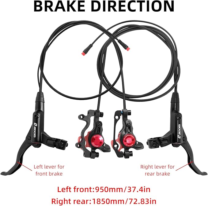 Z00M HB875E Ebike Hydraulic Disc Brake Set, Electric Power-Off Hydraulic Brake Set with 160mm Rotors, Pre-Bled with Mineral Oil Brakes Kit for eBike, Mountain Bike, Road Bike