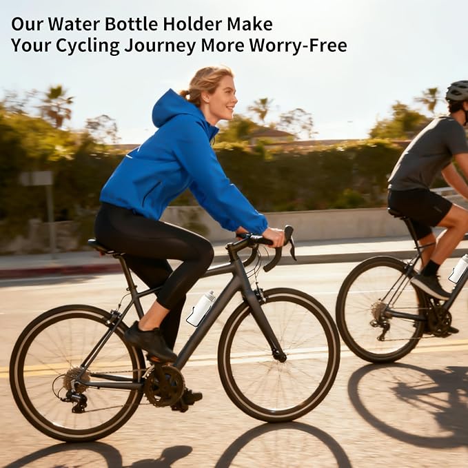 Bike Water Bottle Holder & Cage - Aluminum Alloy Cup Holder for Mountain/Road Bicycle, Motorcycle, Scooter Accessories - 2 Pack Universal Fit Bottle Carrier for Adult Bikes (Black)