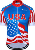 Cycling Jersey Short Sleeve USA Style Bike Tops with Pocket Reflective Stripe