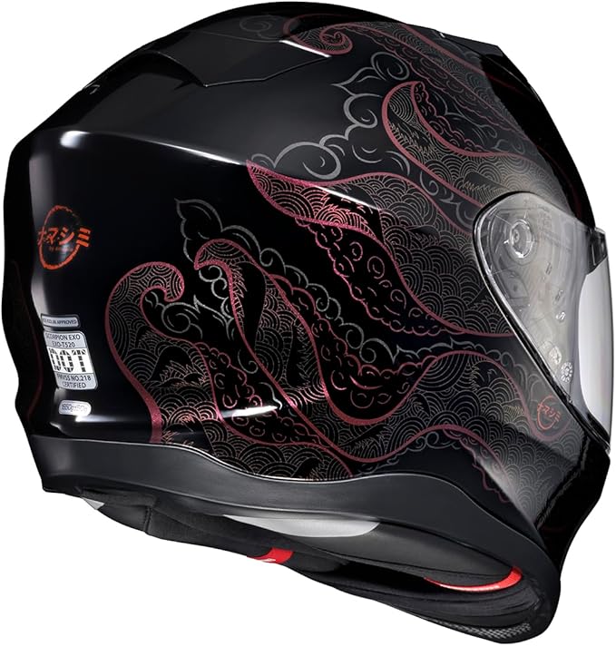 ScorpionEXO T520 Full Face Touring Motorcycle Helmet with Bluetooth Ready Speaker Pockets DOT ECE Approved Nama-Shimi (Black/Chameleon - Large)