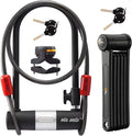 Via Velo 2 Electric Bike Bike Lock Set | Same Key System 4 Keyed Alike keys, Heavy-Duty Hard Steel | 33.5" Folding Lock | 11" Bicycle ULock | 6' Cable | for Electric Bike Fat Tire Scooter Folding Bike
