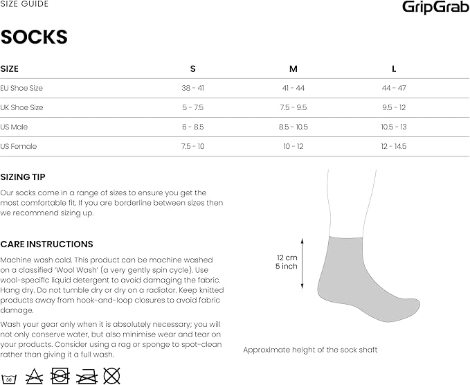 GripGrab Regular Cut Merino Cycling Socks Single & Multi-Pack Box of 1 and 3 Pairs Breathable Merino Wool Bike Socks