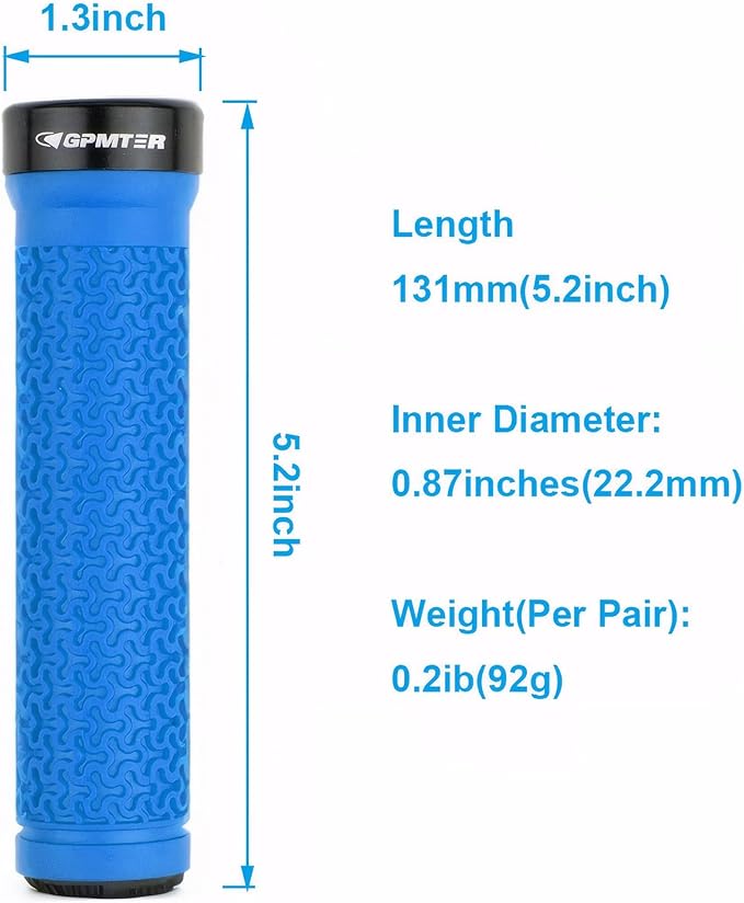 Bike Handlebar Grips, Single Lock on Bicycle Handle Bar, for BMX, Mountain, MTB, Beach Cruiser, Scooter, Folding Bike, Soft Non-Slip-Rubber Hand Grip Comfortable Ergonomic