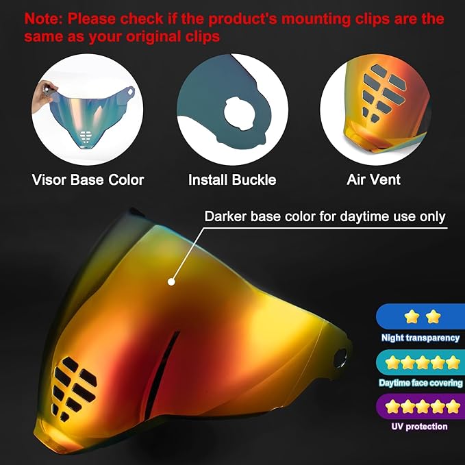 PSLER IC-06 visor- Icon Airflite Face Shield Motorcycle Helmet Visor Accessories Replacement for Icon Airflite IC-06，Deep Red