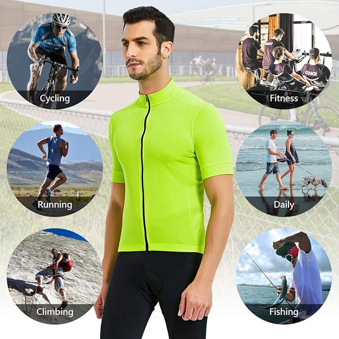 CATENA Men's Cycling Jersey Short Sleeve Shirt Running Top Moisture Wicking Workout Sports T-Shirt