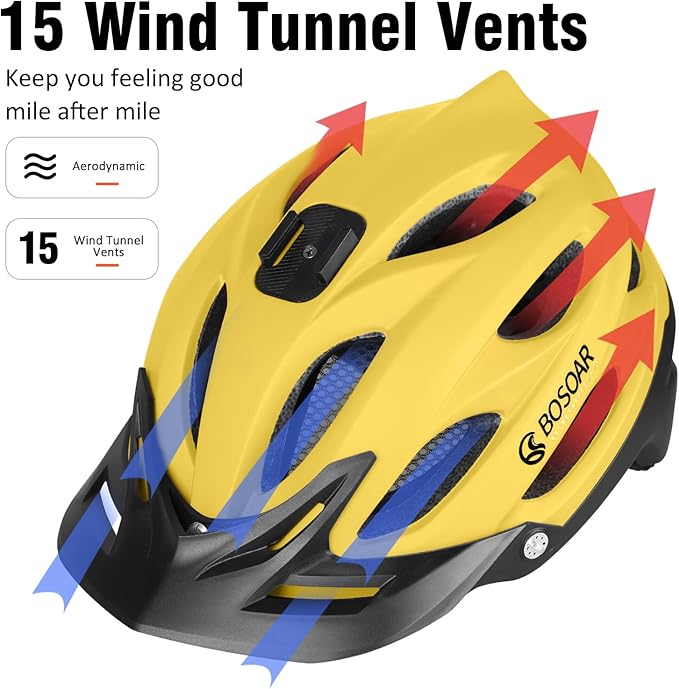 Mountain Bike Helmet,Adult Cycling Helmet with Camera Mount and Detachable Visor for Men Women Youth,Suggested Fit 55-61 Cm