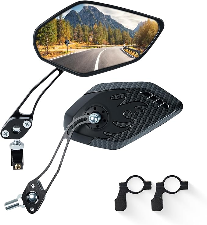 2 Pack Bike Mirrors, 360°Rotatable HD Wide Angle Rear View Mirror - Universal Handlebar Accessories for Mountain/Road Bike, Scooter, E-Bike (Black)