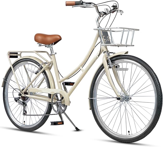 AVASTA Vela Hybrid Bike for Adult Women Female Lightweight Step Through 26 Inch High Tensile Steel Frame City Commuter Comfort Lady Bicycle, 6-Speed, Multiple Colors