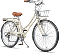 AVASTA Vela Hybrid Bike for Adult Women Female Lightweight Step Through 26 Inch High Tensile Steel Frame City Commuter Comfort Lady Bicycle, 6-Speed, Multiple Colors
