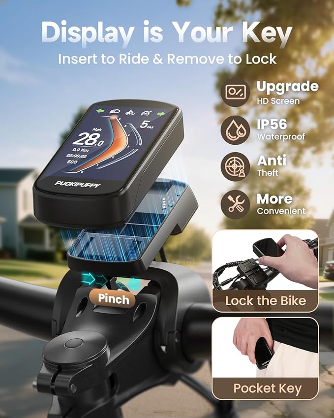 PUCKIPUPPY 1350W Electric Bike for Adults, 130 Miles Dual 48V 30Ah Long Range Ebike with Torque Sensor | 28MPH | 8-Speed | 26"x4" Fat Tires | Full Suspension | Long-Distance Travel (Bulldog Pro)
