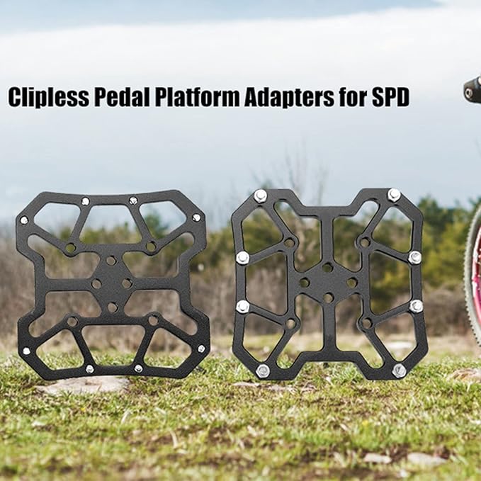 plplaaoo 1 Pair Bike Pedal Adapter,Universal Clipless Pedal Platform Adapter,Bike Bicycle Clipless Platform Adapter Pedal,Aluminum Alloy Bike Pedal Adapter Platform Adapters for SPD(Black)