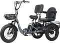 Folding Electric Tricycle for Adults 2 Seater, 22MPH 100 Miles 4" Wide Fat Tire Electric Trike, 3 Wheel Electric Bike 1200W, 48V 20AH Battery, 550LBS Load, Reverse, Parking, Differential, UL Certified