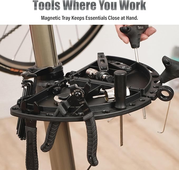 BikeHand Bike Repair Stand - Home Portable Bicycle Mechanics Workstand - for Mountain MTB Road Bikes Maintenance - Max. 55 lbs