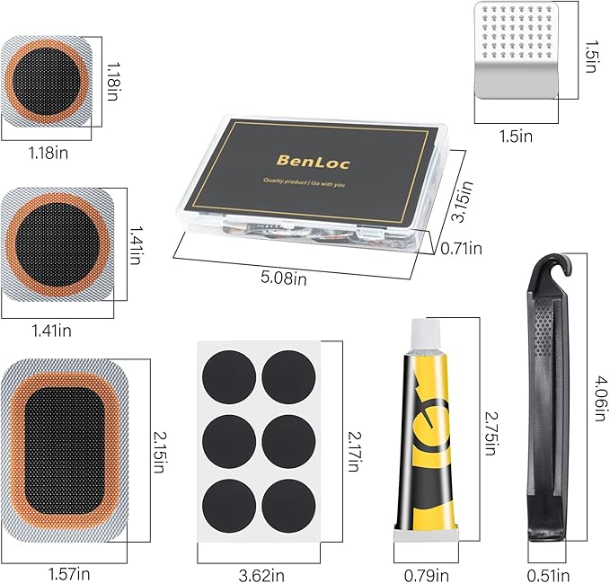 Bike Tire Repair Kit, Bycicle Inner Tube Puncture Patch Kits, Vulcanizing Patches,Glueless Patchs,Lever for Motorcycle BMX Cycling MTB Road Mountain Bicycle