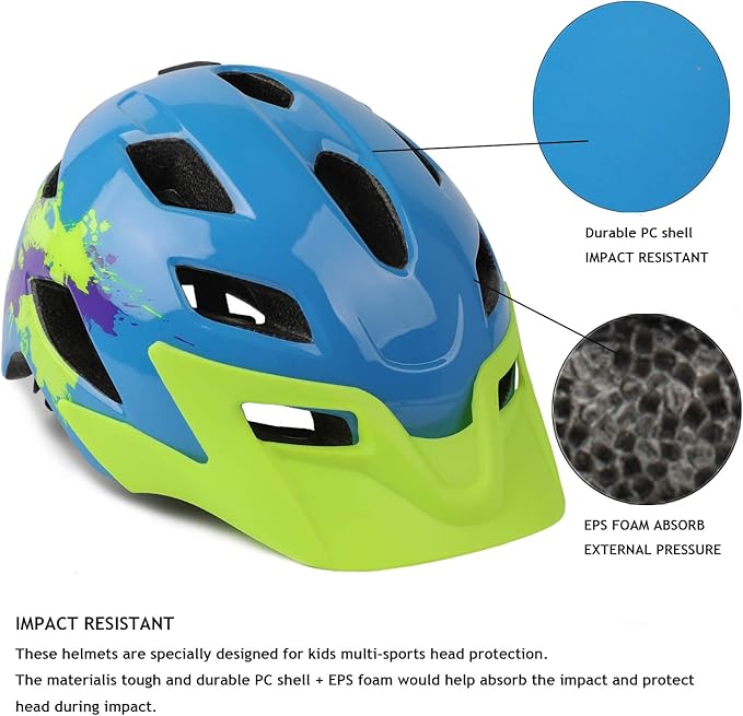 Kids Helmet, Exclusky Kids Bike Helmet Adjustable Safety Lightweight Children Bicycle Helmet for Kids Skating Cycling Scooter Boys and Girls Bicycle Helmets Ages 5-8-14