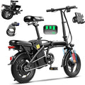 Electric Bike for Adults Teens, Commuter City Folding ebike with 560W Motor and 48V Battery, 24MPH 3-Level Pedals Assist, Dual Disc Brakes,14" Compact Foldable Electric Bicycle with Lock