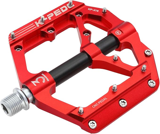 Aluminum Alloy 9/16" Bike Pedal MTB Wide Platform Flat Non-Slip Bicycle Pedals with 3 Bearings for Mountain Bikes, Road, BMX