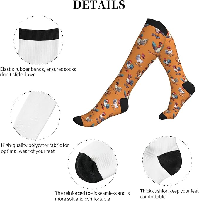 bassyil Compression Socks for Women & Men Circulation 15-20 mmHg Knee High Best Support for Nurses Travel Running Athletic